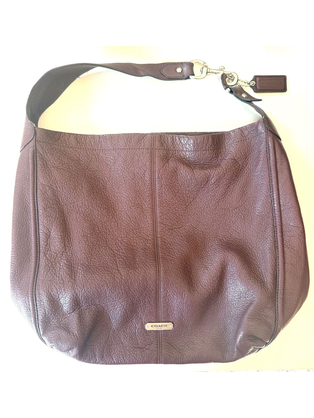 Coach Avery Pebble Leather Hobo Shoulder Bag F23309 Oxblood Brown